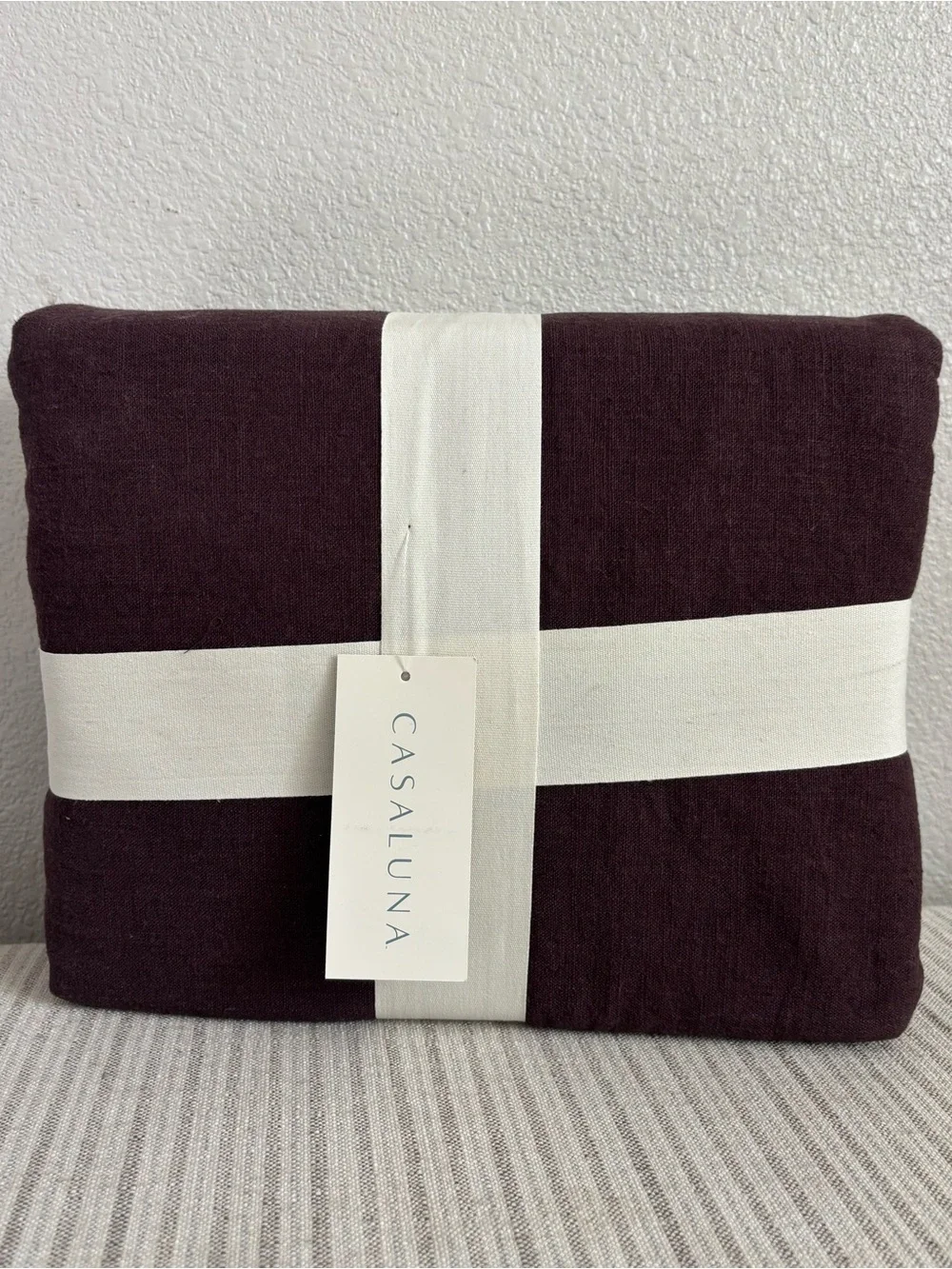 NWT King Heavyweight Linen Blend Duvet Cover and Sham Set Dark Fig - Casaluna